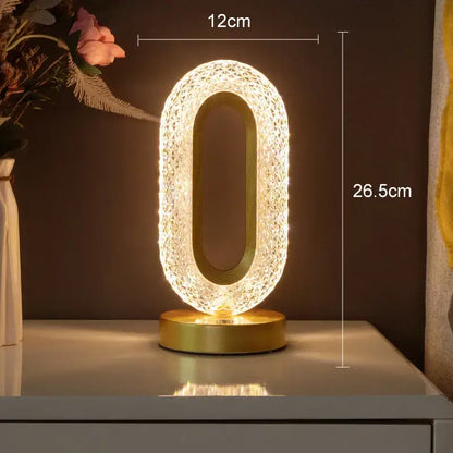crystal led table lamp gold oval light for bedroom