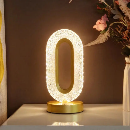 crystal led table lamp gold oval light for bedroom