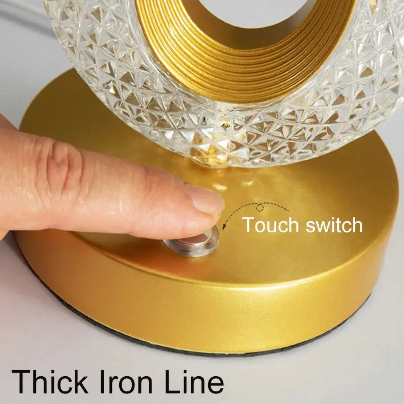 crystal led table lamp gold oval light for bedroom