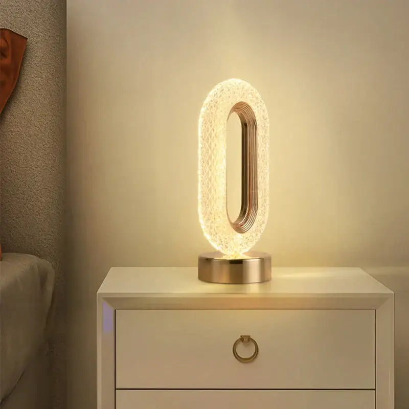 crystal led table lamp gold oval light for bedroom