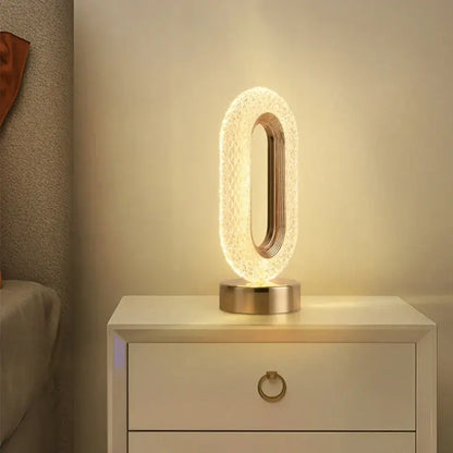 crystal led table lamp gold oval light for bedroom