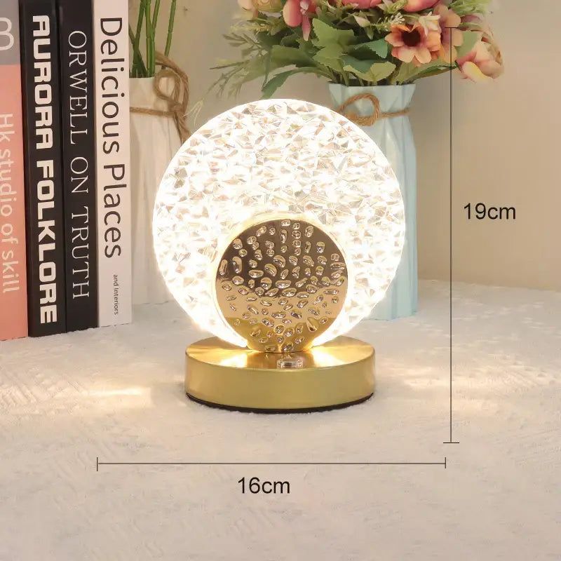 crystal led table lamp gold oval light for bedroom