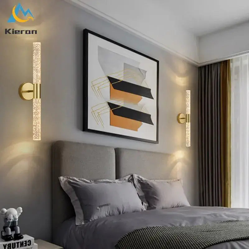 Decorbites crystal led wall lamp gold sconce for bedroom decor