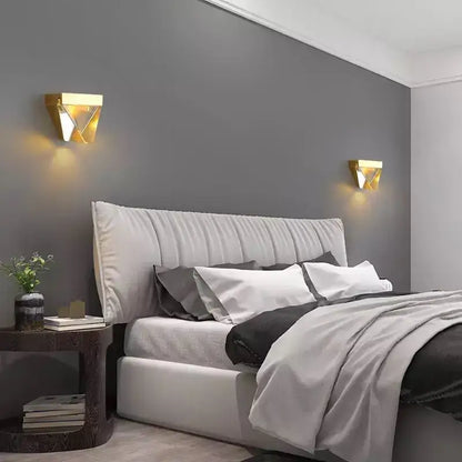 Modern gold crystal led wall sconce bedroom geometric light
