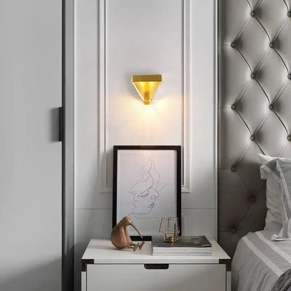 Modern gold crystal led wall sconce bedroom geometric light