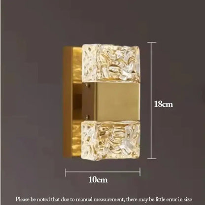 Modern textured glass led wall sconces in chrome black & gold bedroom