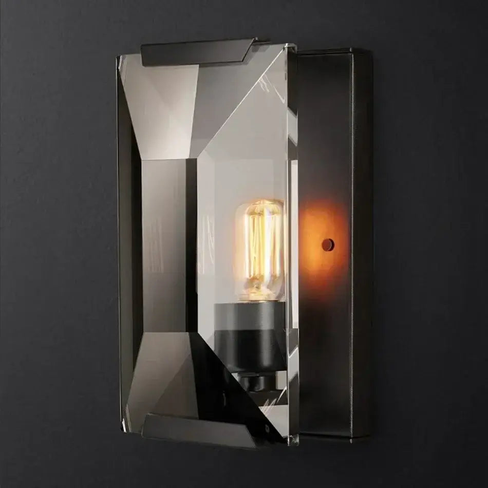 Modern geometric black crystal led wall sconces bedroom light