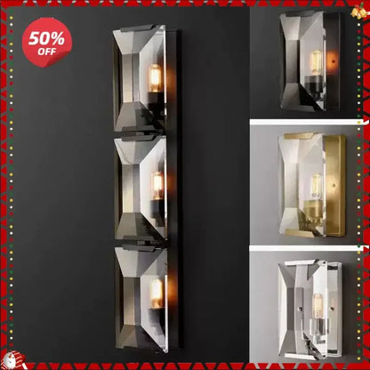Modern geometric black crystal led wall sconces bedroom light