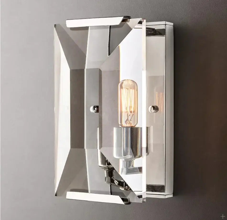 Modern geometric black crystal led wall sconces bedroom light