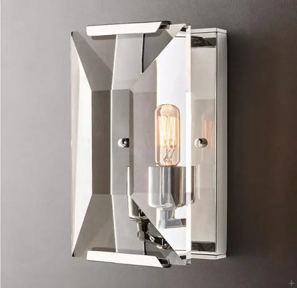 Modern geometric black crystal led wall sconces bedroom light