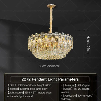 Luxury golden crystal light chandelier living room lamp