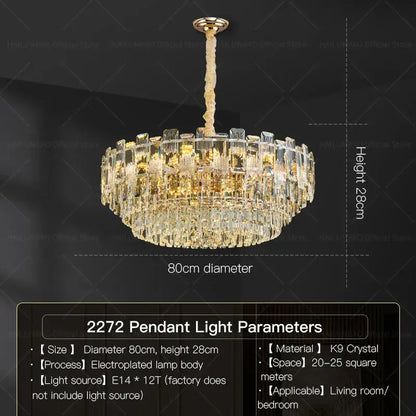 Luxury golden crystal light chandelier living room lamp