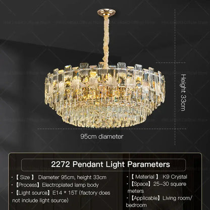 Luxury golden crystal light chandelier living room lamp