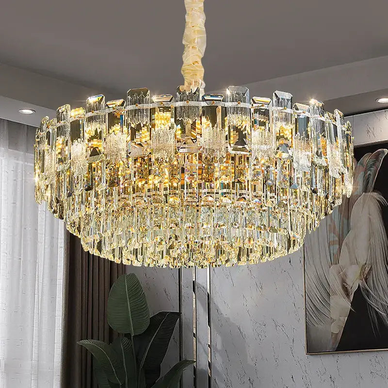 Luxury golden crystal light chandelier living room lamp