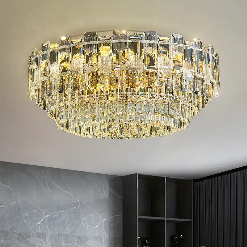 Luxury golden crystal light chandelier living room lamp