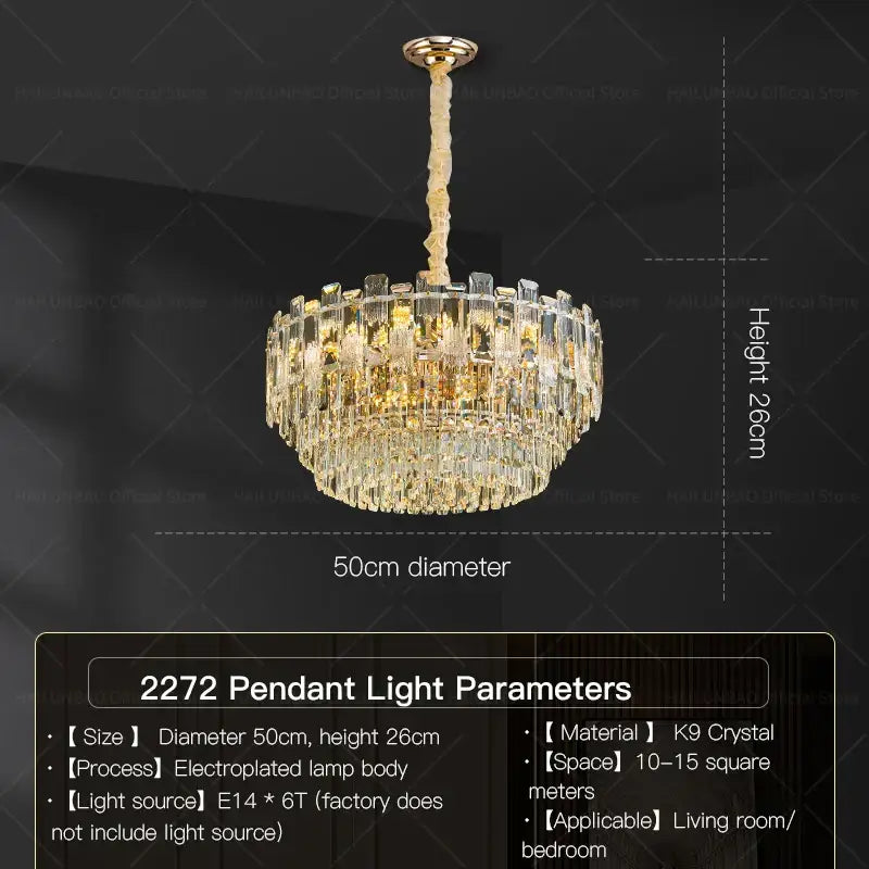 Luxury golden crystal light chandelier living room lamp