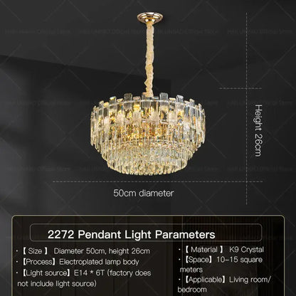 Luxury golden crystal light chandelier living room lamp