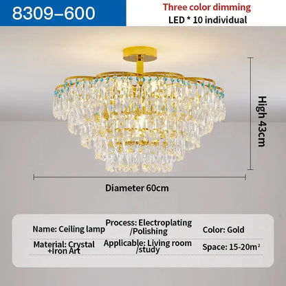 Post-modern gold and turquoise crystal light chandelier dining room