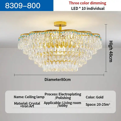 Post-modern gold and turquoise crystal light chandelier dining room