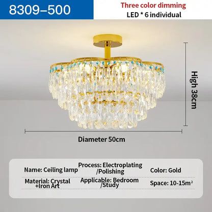 Post-modern gold and turquoise crystal light chandelier dining room