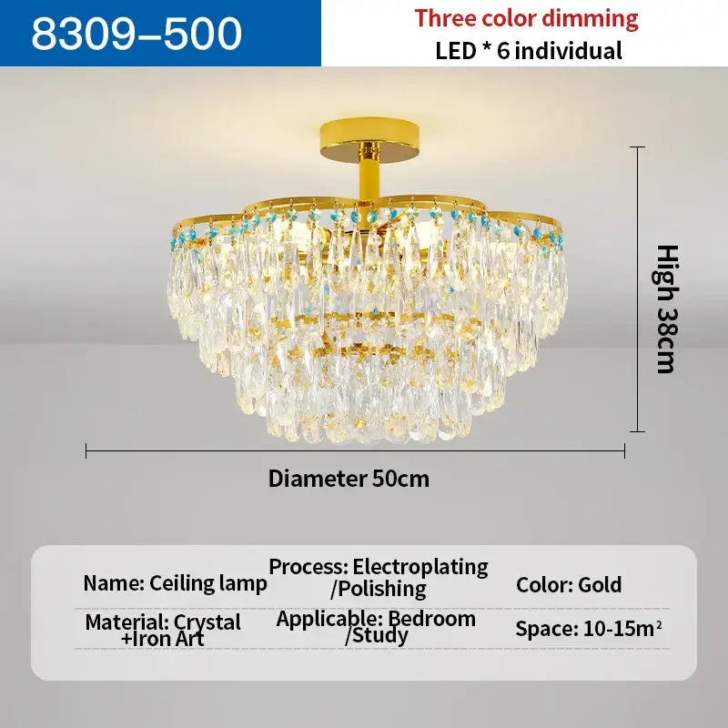 Luxury gold and turquoise crystal light chandelier dining room