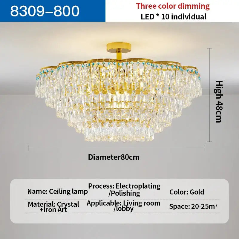 Luxury gold and turquoise crystal light chandelier dining room