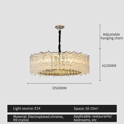 Modern rectangular chrome crystal light dining room chandelier