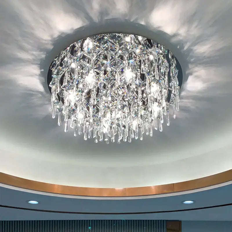 Modern black crystal light living room chandelier