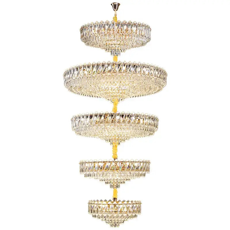 Modern gold multi tiered crystal living room chandelier
