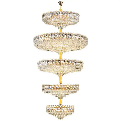 Modern gold multi tiered crystal living room chandelier