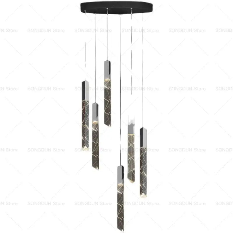 Modern geometric silver & gold crystal loft chandelier living room