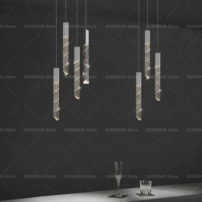 Modern geometric silver & gold crystal loft chandelier living room