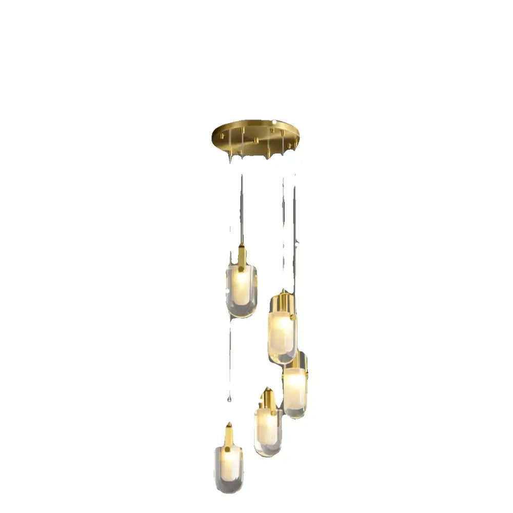 Modern gold cascading crystal loft chandelier for living room