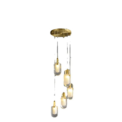 Modern gold cascading crystal loft chandelier for living room