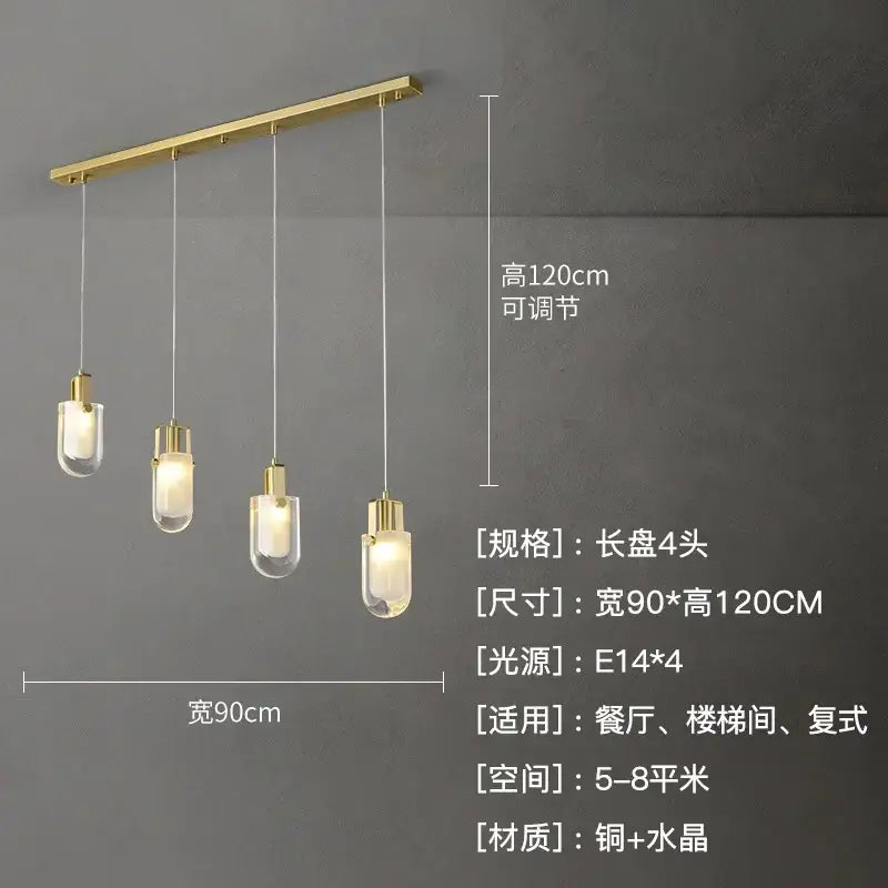 Modern gold cascading crystal loft chandelier for living room