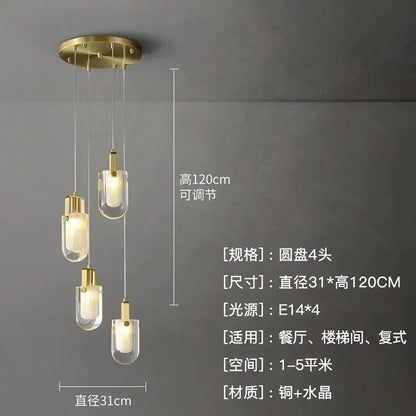 Modern gold cascading crystal loft chandelier for living room