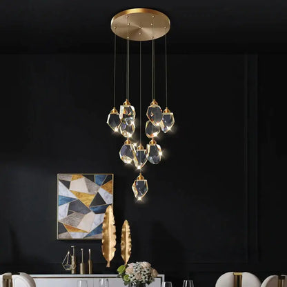 Modern crystal loft chandelier stairwell large pendant lighting