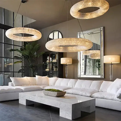 Modern luxury crystal loft chandelier living room pendant light