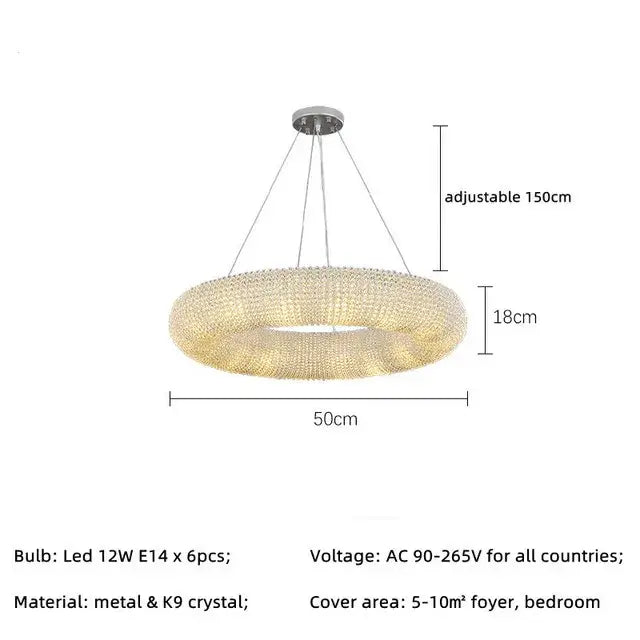 Modern luxury crystal loft chandelier living room pendant light