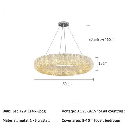 Modern luxury crystal loft chandelier living room pendant light