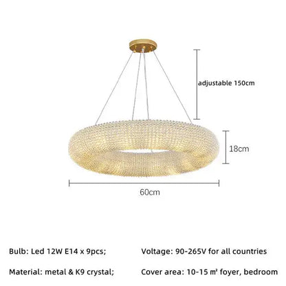 Modern luxury crystal loft chandelier living room pendant light