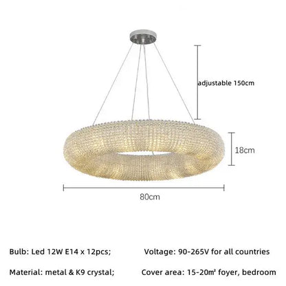 Modern luxury crystal loft chandelier living room pendant light