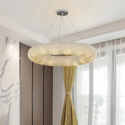 Modern luxury crystal loft chandelier living room pendant light