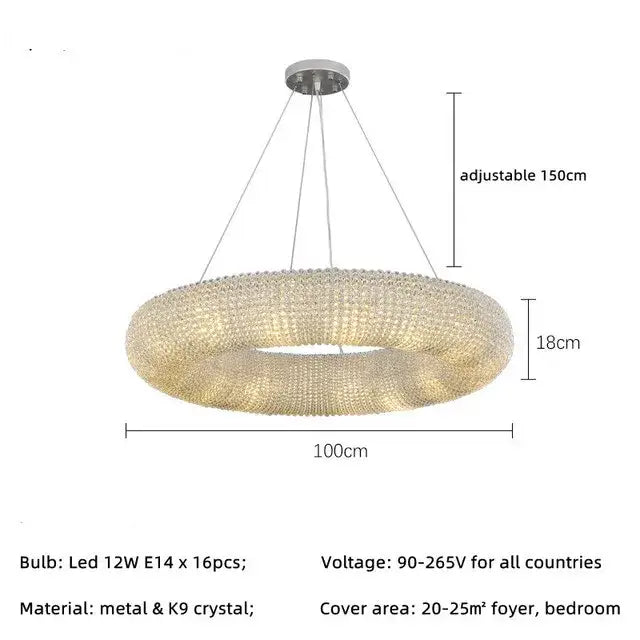 Modern luxury crystal loft chandelier living room pendant light