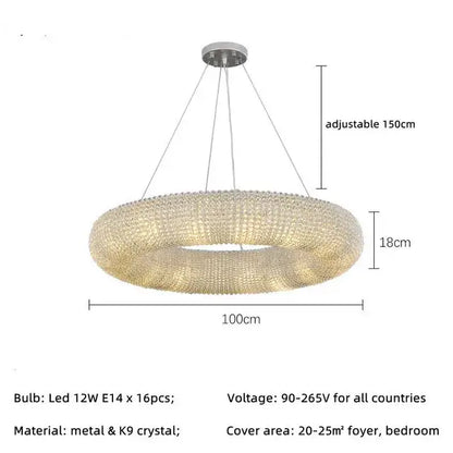 Modern luxury crystal loft chandelier living room pendant light