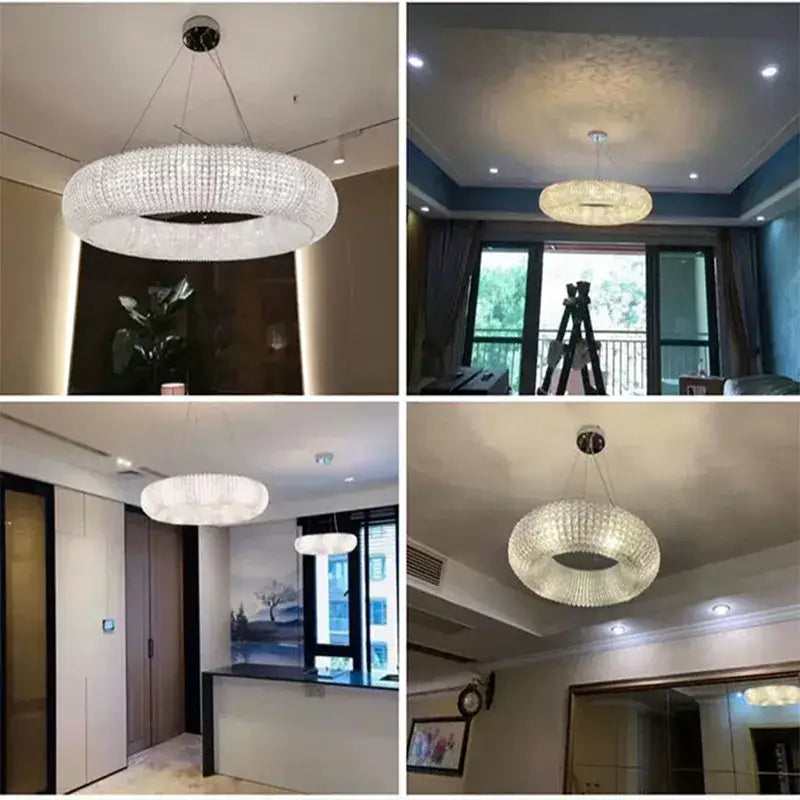 Modern luxury crystal loft chandelier living room pendant light