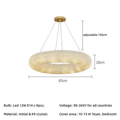Modern crystal loft chandelier living room silver led pendant light