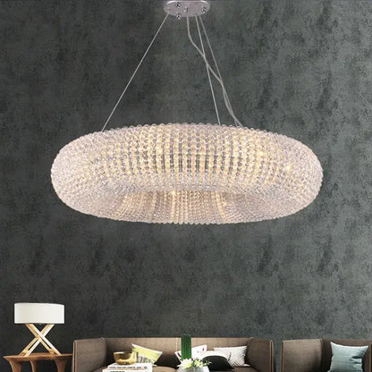 Modern crystal loft chandelier living room silver led pendant light