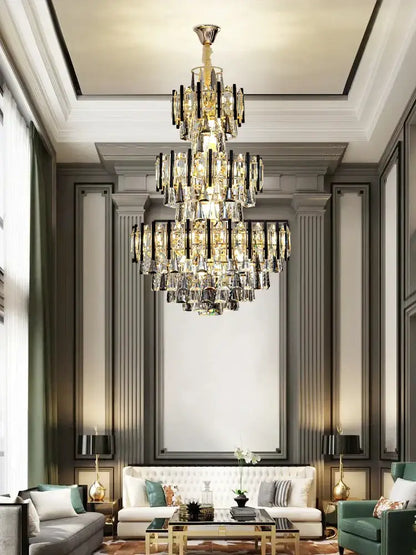 Modern crystal gold and black pendant light living room chandelier