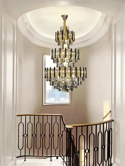 Modern crystal gold and black pendant light living room chandelier